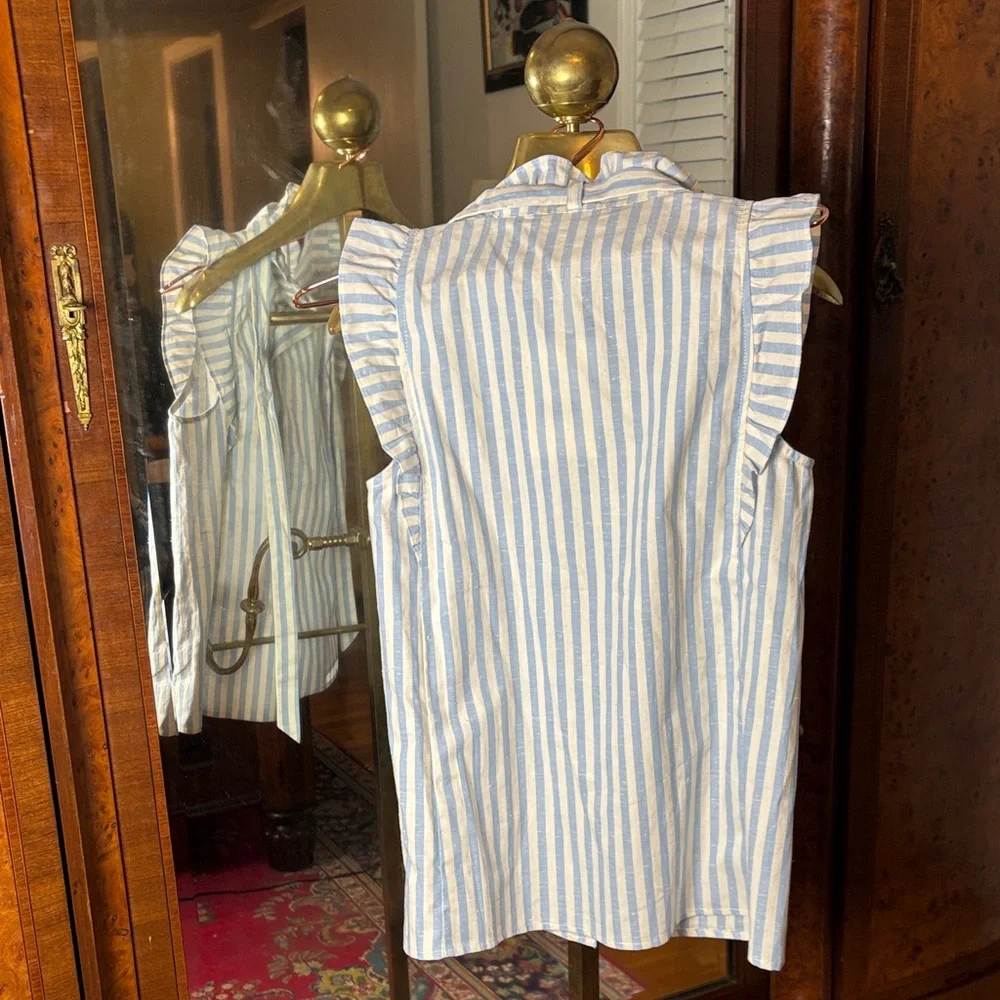 Sezane Blue and White Striped Caroline Rayures blouse NWT XS - Picture 7 of 11